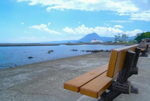 Photo, sea, bench, beach, 
