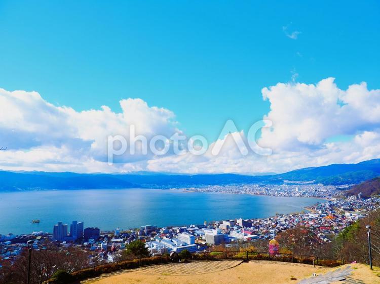 立石公園　諏訪湖 諏訪湖,japan,風景の写真素材