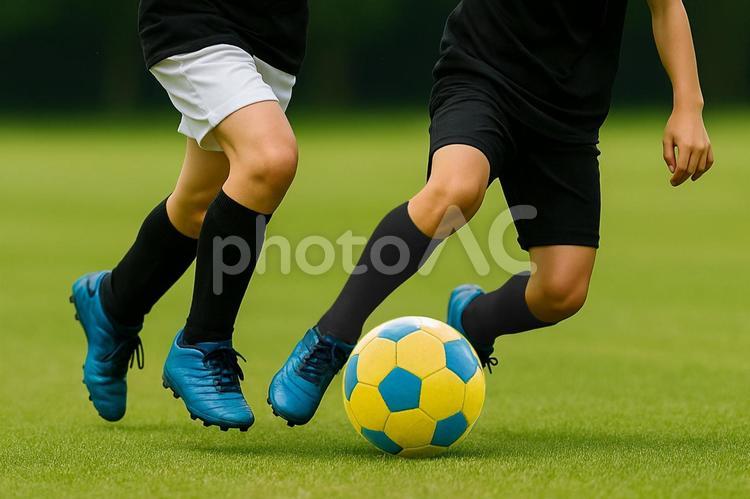 サッカーの試合をしている子供達 サッカー,子供,子どもの写真素材