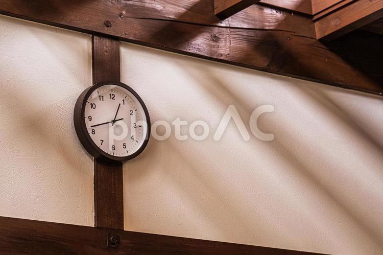 木の時計 時計,時,レトロの写真素材
