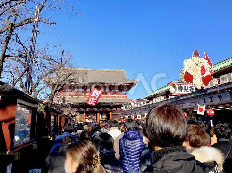 東京風景・浅草仲見世 浅草仲見世,正月,1月の写真素材