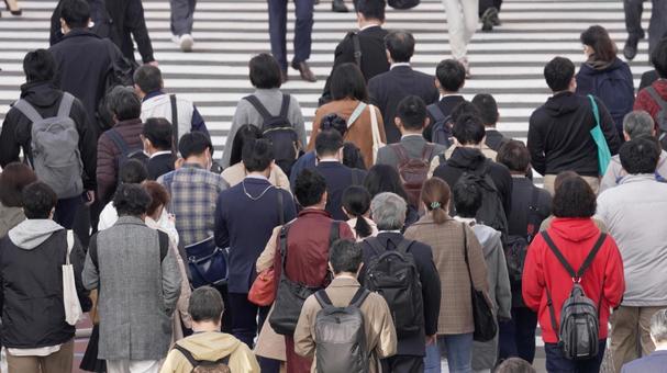 Commuting scenery in Tokyo, काम करने के लिए आवागमन, वॉक, भीड़, JPG