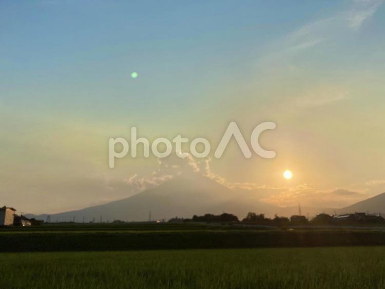 夏富士　夕方 富士山,山,夏の写真素材