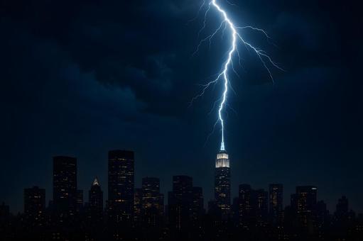摩天楼に落雷の写真