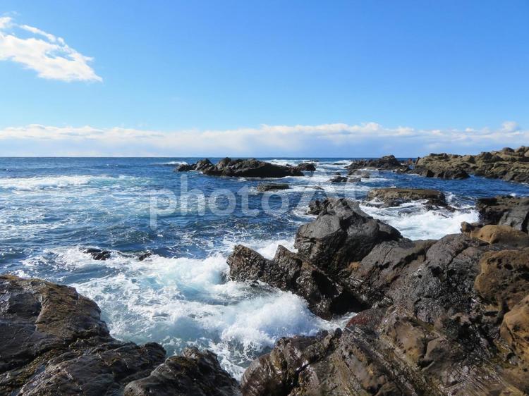 南房総市野島崎の風景 野島崎,岩場,磯の写真素材