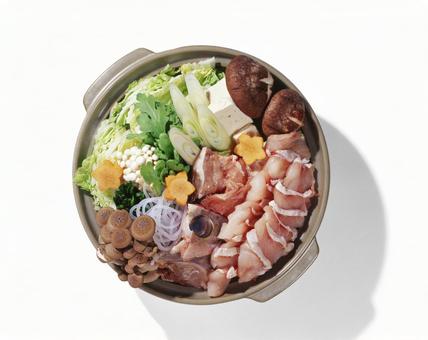 鍋(調理前)　真俯瞰 鍋,寄せ鍋,よせ鍋の写真素材