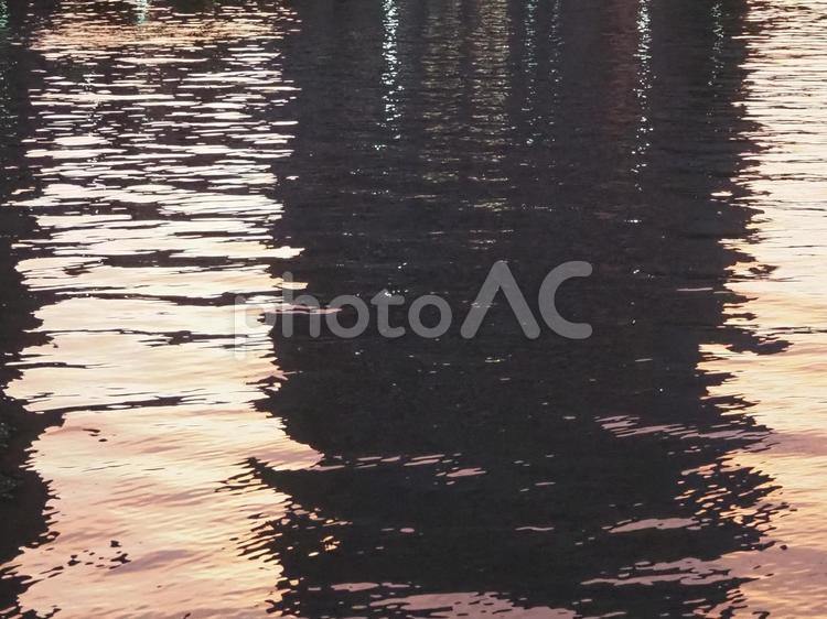 夕暮れの川 川,川面,自然の写真素材