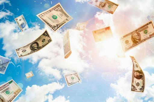 お金が空から降る豊かさのイメージ お金が空から降る豊かさのイメージ の写真