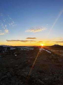 夕日と雲 空,綺麗,景色の写真素材
