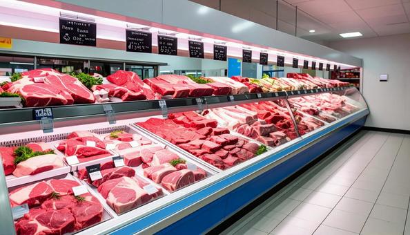 精肉店に並んだ牛肉 精肉店に並んだ牛肉の写真