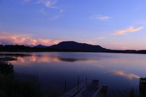 Sunset sky, Sakata and reflection, JPG