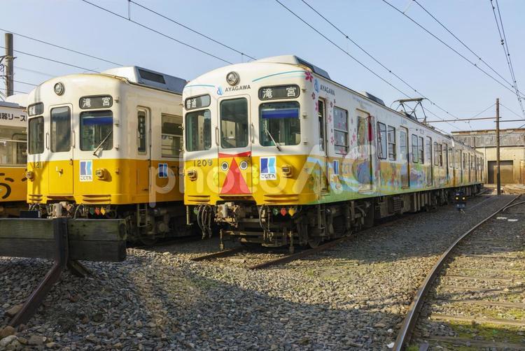 ことでん　終点 鉄道,駅舎,乗り物の写真素材