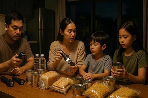 非常食と懐中電灯の準備 非常食と懐中電灯の準備の写真