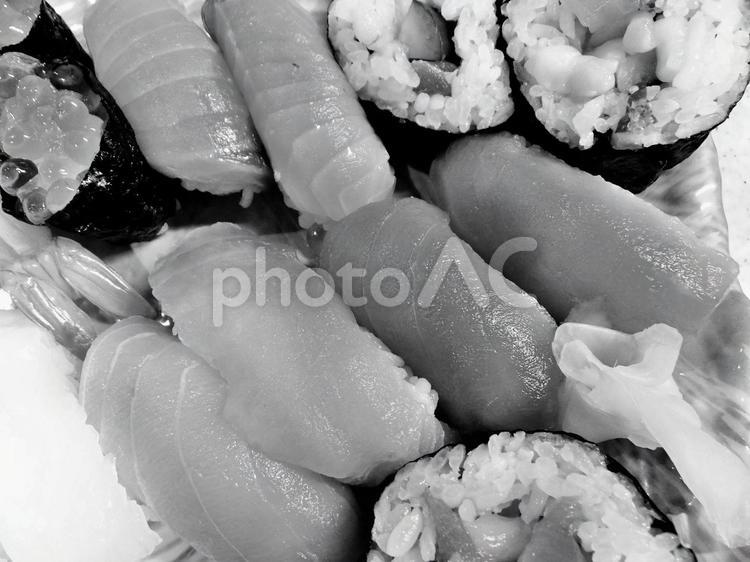 握り寿司２　白黒 日本,日本料理,寿司の写真素材