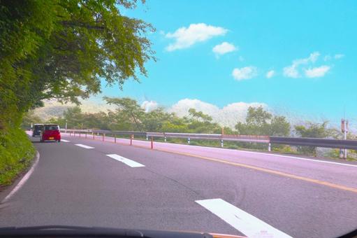 ドライブinマウンテン(カーブ) ドライブinマウンテン(カーブ) 車,ドライブ,山の写真素材