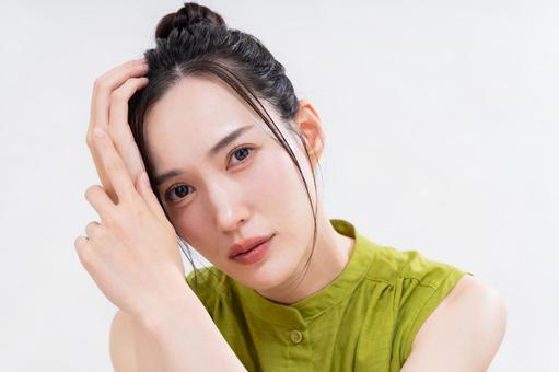 若い女性のビューティ 若い女性のビューティ スキンケア,美容,女性の写真素材