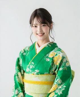 鮮やかな和装の日本人女性の写真