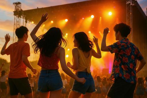 踊る日本人の若者たちの写真