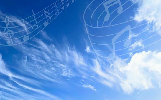 Beautiful blue sky playing music, JPG