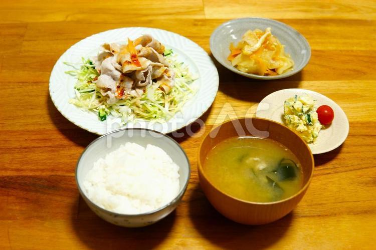 定食49（主食前） 豚しゃぶ,サラダ,しゃぶしゃぶの写真素材