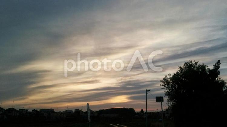 夕暮れの空 秋,自然,そらの写真素材