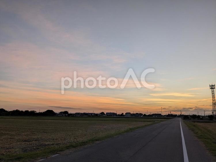 秋の夕暮れ 夕焼け,オレンジ,秋の写真素材