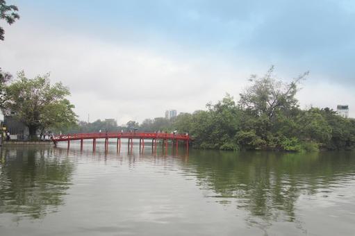 ベトナムハノイのホアンキエム湖 ベトナム,ハノイ,ホアンキエム湖の写真素材