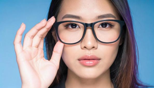 眼鏡をかけた知的で真面目そうな若い女性 眼鏡をかけた知的で真面目そうな若い女性の写真