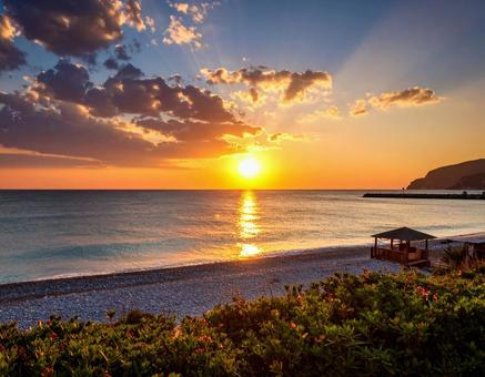 海に沈む夕日 海に沈む夕日の写真