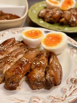 ガリバタチキン ご飯,夜ごはん,晩ごはんの写真素材