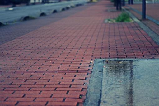 煉瓦張りの歩道 煉瓦張りの歩道の写真