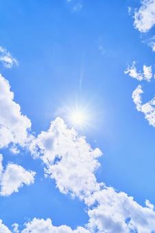 Photo, blue sky, sun, large sky, 