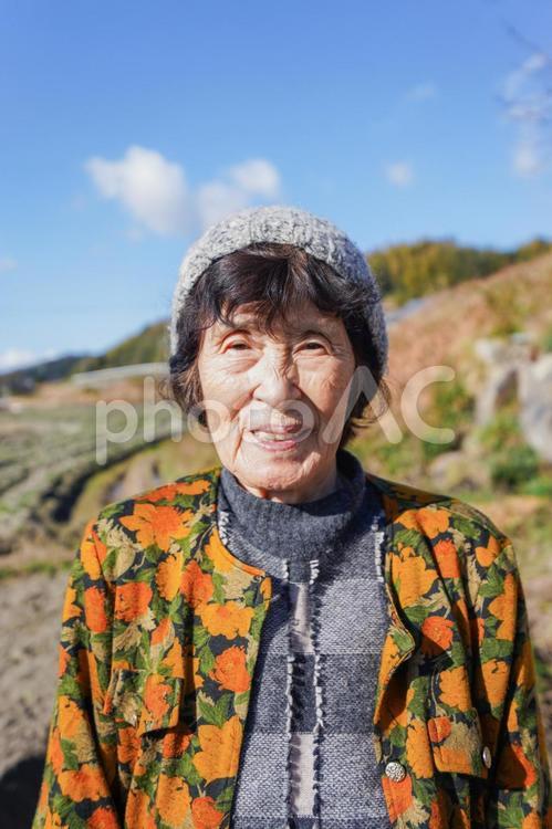 田舎でほほえむ高齢の女性 老人,生活,シルバーの写真素材
