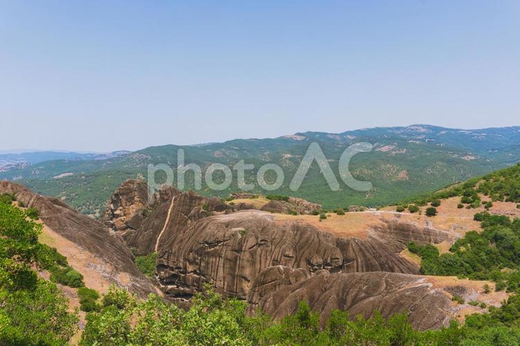 メテオラ　奇岩群　世界遺産の風景_3 ギリシャ,メテオラ,奇岩群の写真素材