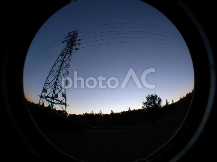 鉄塔がある風景 鉄塔,送電線,電線の写真素材