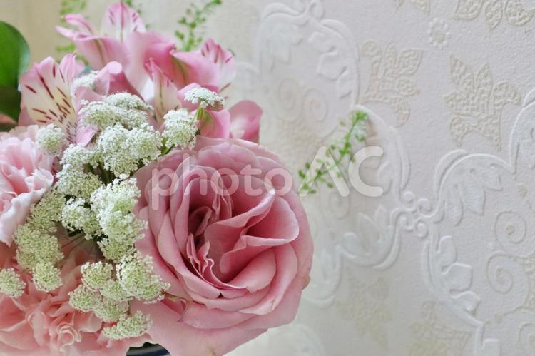 パステルピンクの花束のメッセージカード 花束,花,ブーケの写真素材