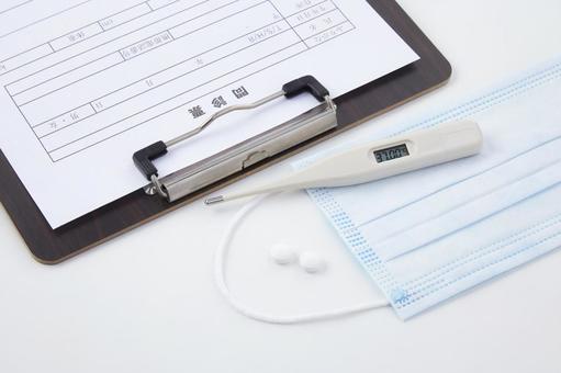 問診票　温度計 問診票,温度計,マスクの写真素材