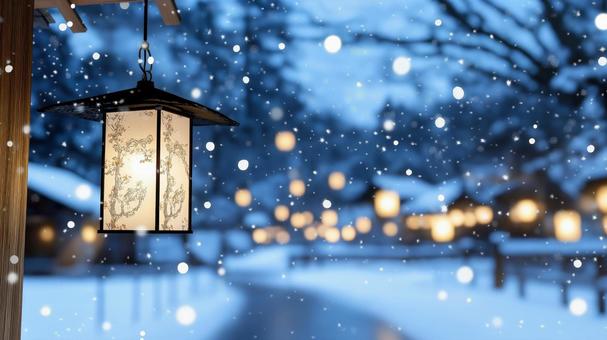 雪と伝統的なランタンの冬の観光地 雪と伝統的なランタンの冬の観光地の写真
