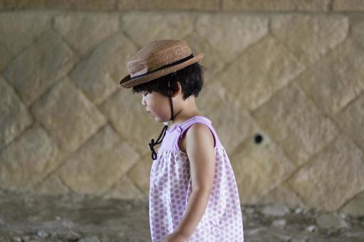 Girl in straw hat 1, an infant, girl, young girl, JPG