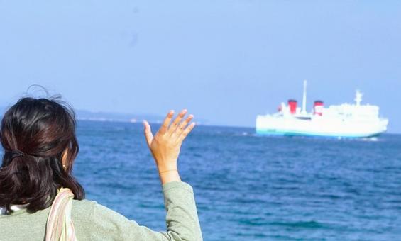 別れの時 海,人,女性の写真素材