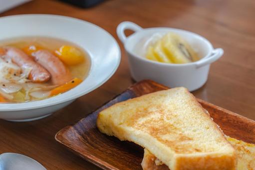 French toast and sausage soup breakfast, JPG