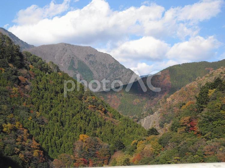 安倍川奥の連なる山々　秋の景色 秋,秋の山,山の写真素材