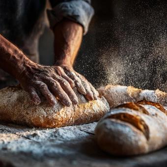職人技で作る焼きたてのパンの写真