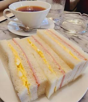 ハム玉子サンド ハム玉子,天然酵母,サンドウィッチの写真素材