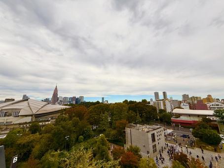 明治神宮外苑とスカイラインの絶景 空,絶景,スカイラインの写真素材
