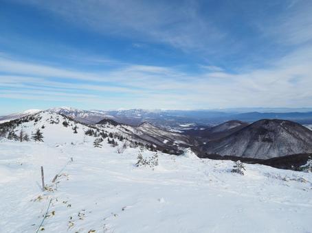 雪景色・冬の湯の丸山 雪景色・冬の湯の丸山 湯の丸山,山頂,雪の写真素材