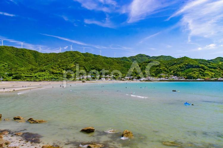 和歌山県屈指の遠浅の海、西広海岸 海,ビーチ,海水浴場の写真素材