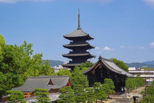 世界遺産 東寺の壮大な五重塔と夏空 世界遺産 東寺の壮大な五重塔と夏空 東寺,五重塔,世界遺産の写真素材