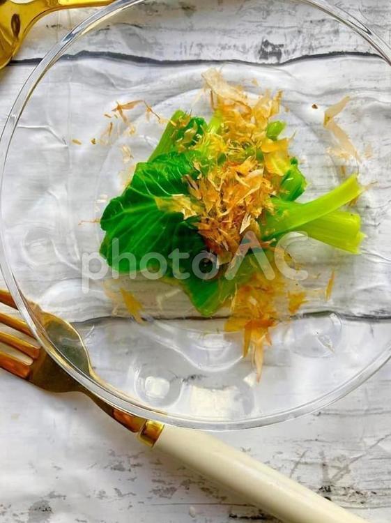 ほうれん草のおひたし③ フード,おかず,foodの写真素材