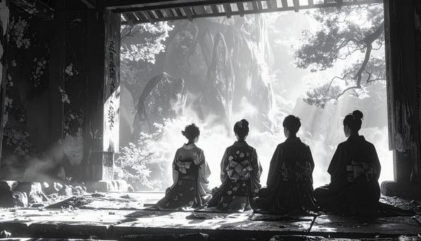 山に向かって手をあわせる人々 山に向かって手をあわせる人々の写真